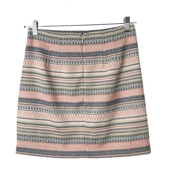 Loft Women's Mini A-Line Skirt 2 Textured Tapestry Striped Pink & Blue Lined - Picture 4 of 6